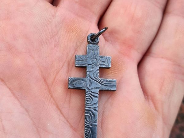 damascus doublecross pendant