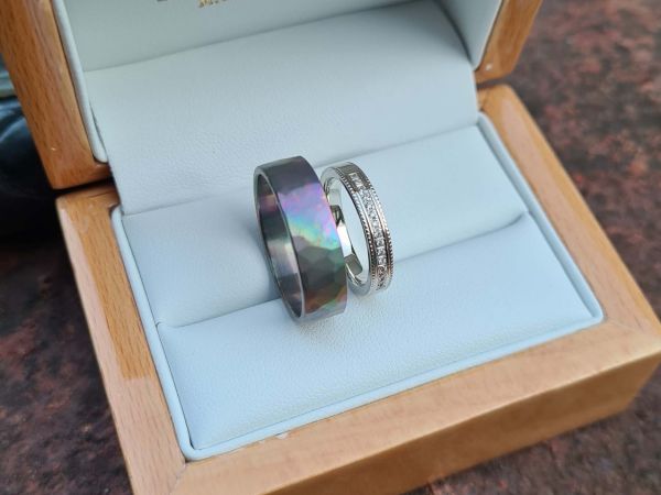 emese peter titanium gold weddingrings