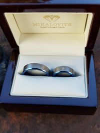 valeria and gergelys blue titanium wedding rings
