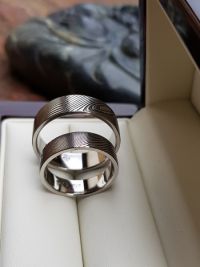 zsofia and roberts damascus wedding rings