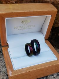 dora and balazs damascus wedding rings