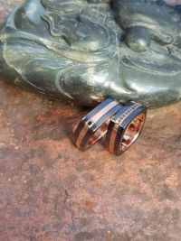 rita and david stainless steel rosegold wedding rings